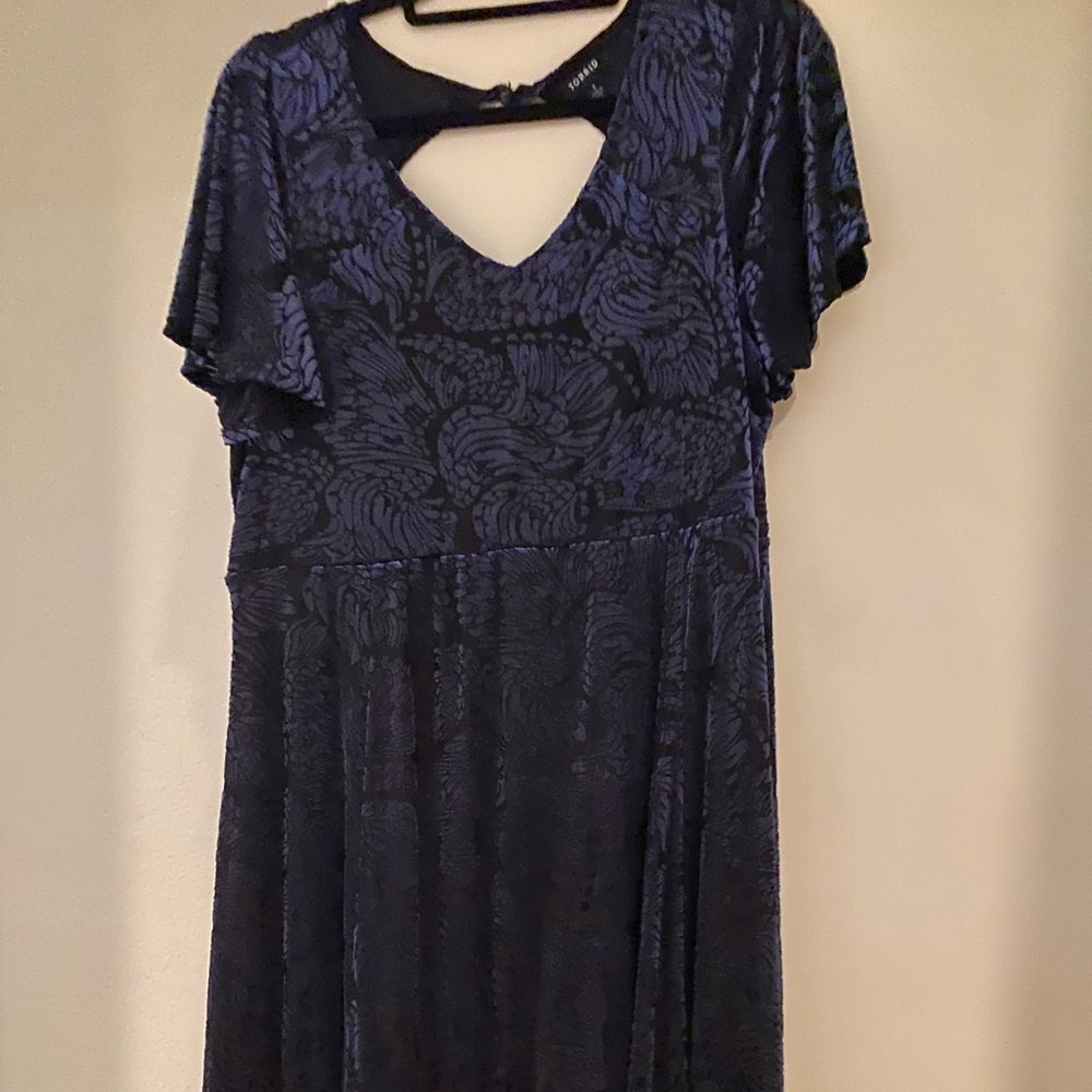 Black and Navy crushed velvet dress